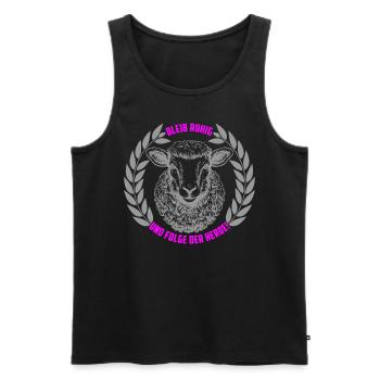 Schaf bleib ruhig und folge der Herde - Männer Premium Bio Tank Top - Schwarz - Vorne - Michal (187cm)