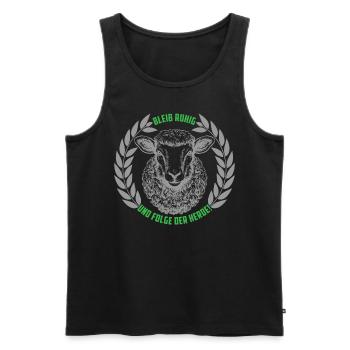 Schaf bleib ruhig und folge der Herde - Männer Premium Bio Tank Top - Schwarz - Vorne - Michal (187cm)