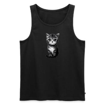 Gezeichnete Katze - Männer Premium Bio Tank Top - Schwarz - Vorne - AI Model Male 178 light (178cm)