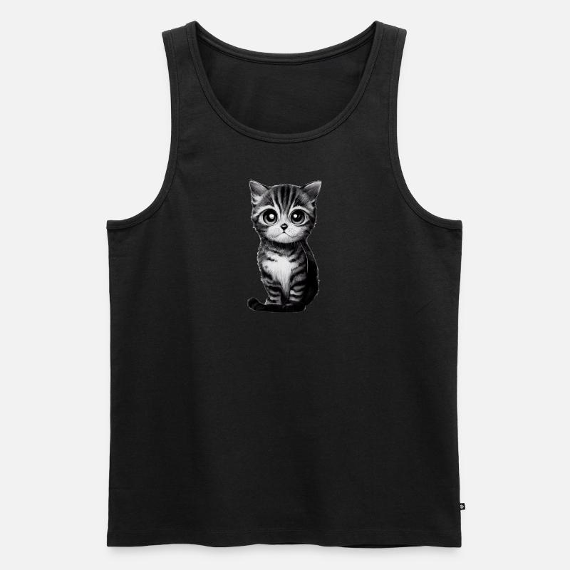Gezeichnete Katze - Männer Premium Bio Tank Top - Schwarz