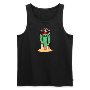 Cactus en tant que pirate - Débardeur bio Premium Homme - noir - Devant - AI Model Male 178 light (178cm)