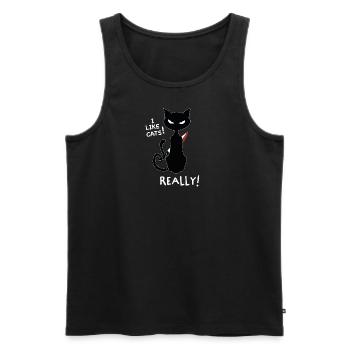 Ich mag Katzen! Lustiges Kitty Shirt Design - Männer Premium Bio Tank Top - Schwarz - Vorne - Michal (187cm)