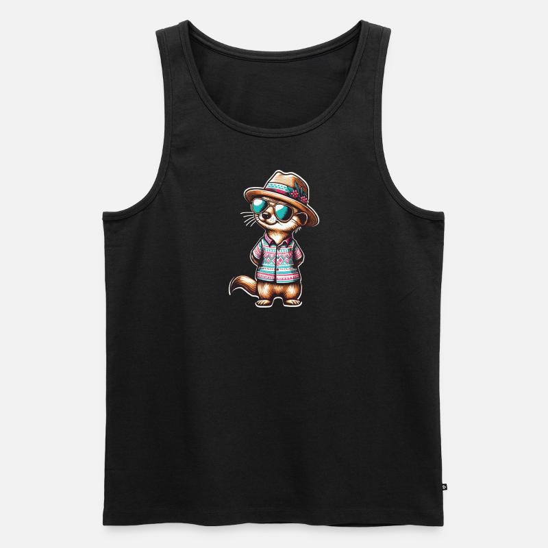 Erdmännchen im Sommer - Männer Premium Bio Tank Top - Schwarz