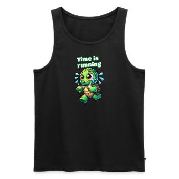 Time is running – Stressed Turtle Shirt - Men's Premium Organic Tank Top - black - Front - AI Model Male 178 light (178cm)