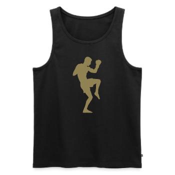 Boxer-Silhouette, Kraftvolles Kampfsport-Design - Männer Premium Bio Tank Top - Schwarz - Vorne - AI Model Male 178 light (178cm)