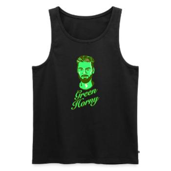 Horn vert y - Débardeur bio Premium Homme - noir - Devant - AI Model Male 178 light (178cm)