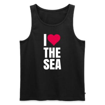 J’aime la mer Ich liebe das Meer - Débardeur bio Premium Homme - noir - Devant - AI Model Male 178 light (178cm)
