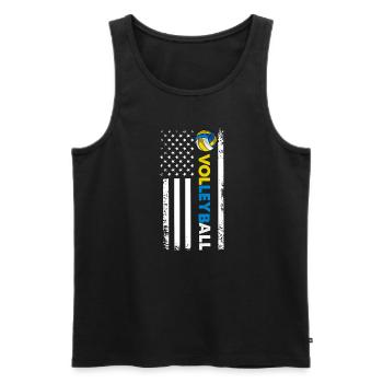 Volleyball USA Flagge Volleyballtrainer - Männer Premium Bio Tank Top - Schwarz - Vorne - Michal (187cm)