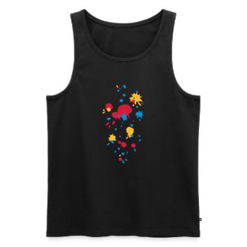 couleur éclaboussure, paintball, jeu, graffiti - Débardeur bio Premium Homme - noir - Devant - AI Model Male 178 light (178cm)