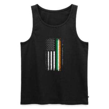 American Flag Meets Irish Tricolor Distressed - Men's Premium Organic Tank Top - black - Front - AI Model Male 178 light (178cm)