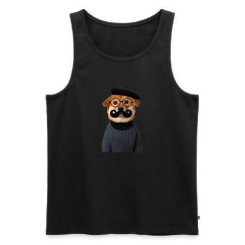 Dog Shiba Inu with beard and funny glasses - Men's Premium Organic Tank Top - black - Front - AI Model Male 178 light (178cm)
