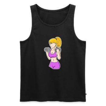 Fitness Frau Hanteln - Männer Premium Bio Tank Top - Schwarz - Vorne - Michal (187cm)