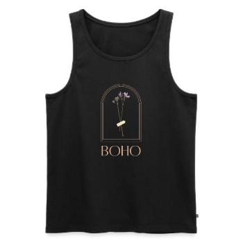 Bouquet de fleurs boho dans un cadre arche - Débardeur bio Premium Homme - noir - Devant - Michal (187cm)