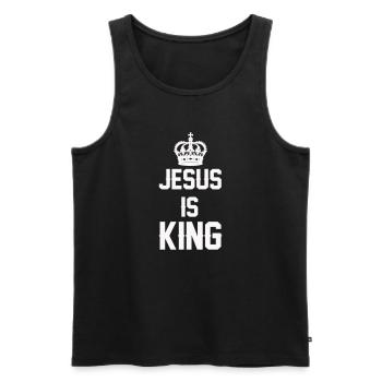 Jésus est roi Couronne Oeuvre - Débardeur bio Premium Homme - noir - Devant - Michal (187cm)