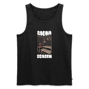 Sauna Season - Sauna - Saying - Men's Premium Organic Tank Top - black - Front - AI Model Male 178 light (178cm)