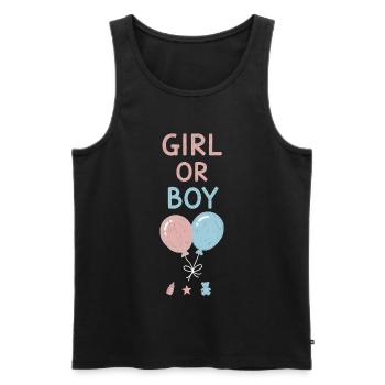 Gender Reveal Mädchen- oder Jungenbabyshower Schwangerschaft - Männer Premium Bio Tank Top - Schwarz - Vorne - Michal (187cm)