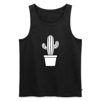 Kaktus Silhouette im Topf Pflanzenmotiv - Männer Premium Bio Tank Top - Schwarz - Vorne - Michal (187cm)