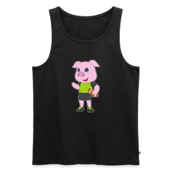 Schwein American Football - Männer Premium Bio Tank Top - Schwarz - Vorne - Michal (187cm)