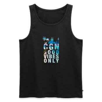 Köln - Good Vibes Only - Männer Premium Bio Tank Top - Schwarz - Vorne - Michal (187cm)
