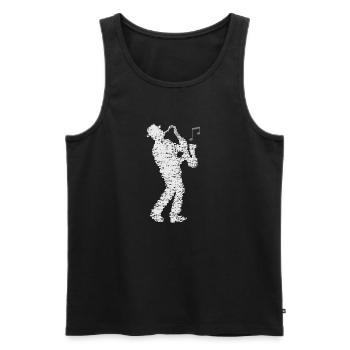saxophone_player_made_of_notes_09201601 - Männer Premium Bio Tank Top - Schwarz - Vorne - Michal (187cm)