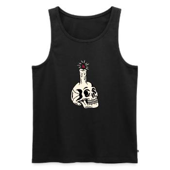 Conception de tatouage à l’ancienne memento mori - Débardeur bio Premium Homme - noir - Devant - AI Model Male 178 light (178cm)