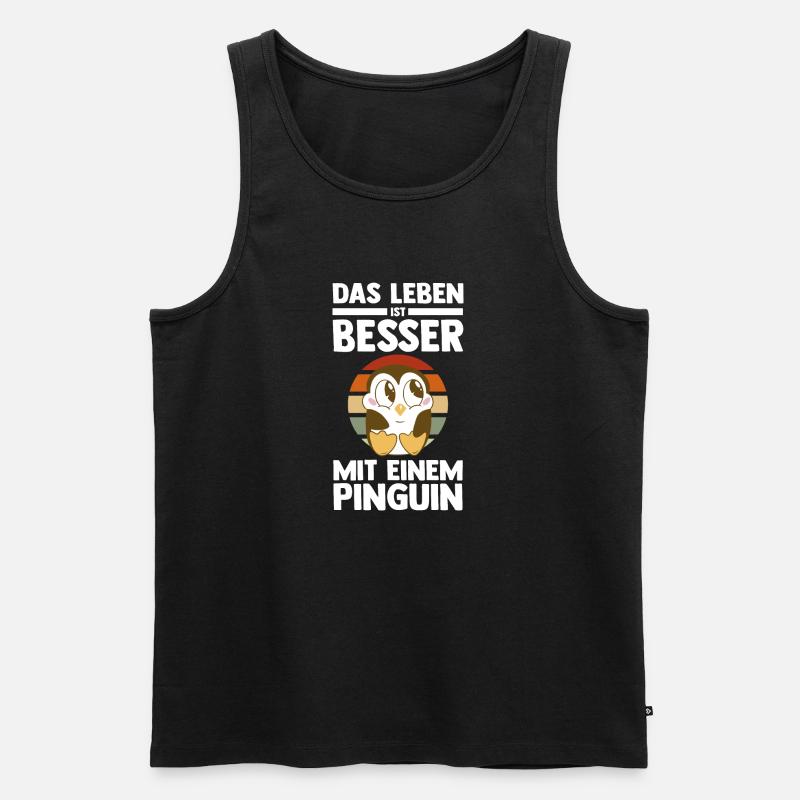Tiermotiv Pinguin - Männer Premium Bio Tank Top - Schwarz