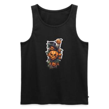 Helloween Kürbis Monster - Männer Premium Bio Tank Top - Schwarz - Vorne - Michal (187cm)