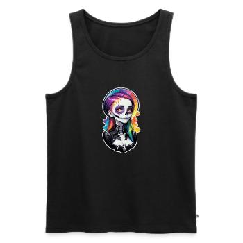 Halloween - Rock & Regenbogen - Männer Premium Bio Tank Top - Schwarz - Vorne - Michal (187cm)