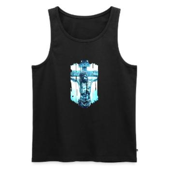 Jésus Bible Religion Chrétienne Croix Chrétienne Chrétienne - Débardeur bio Premium Homme - noir - Devant - Michal (187cm)