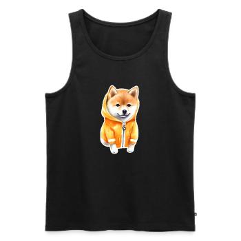 Lustiger Shiba Inu in der Jacke. - Männer Premium Bio Tank Top - Schwarz - Vorne - Michal (187cm)