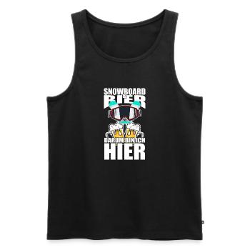 Lustiger Spruch Snowboard Bier darum bin ich hier - Männer Premium Bio Tank Top - Schwarz - Vorne - AI Model Male 178 light (178cm)