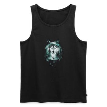 Majestätischer Wolf und Hirsch Natur Kunst - Männer Premium Bio Tank Top - Schwarz - Vorne - AI Model Male 178 light (178cm)