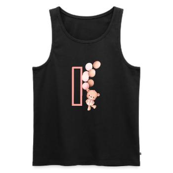 Lettre i rose ours - Débardeur bio Premium Homme - noir - Devant - Michal (187cm)
