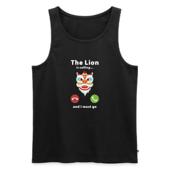 Le lion m’appelle et je dois devenir lion chinois - Débardeur bio Premium Homme - noir - Devant - AI Model Male 178 light (178cm)