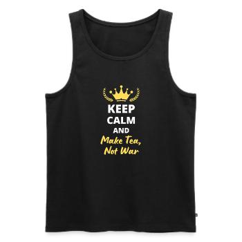 "Ruhe bewahren und Tee kochen, nicht Krieg" - Männer Premium Bio Tank Top - Schwarz - Vorne - Michal (187cm)
