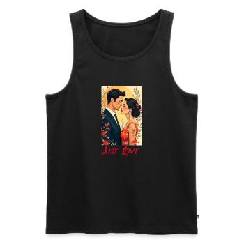Was ist die Liebe? - Männer Premium Bio Tank Top - Schwarz - Vorne - Michal (187cm)