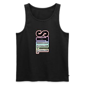 STILL ILL – pastel lettering with character - Men's Premium Organic Tank Top - black - Front - Michal (187cm)