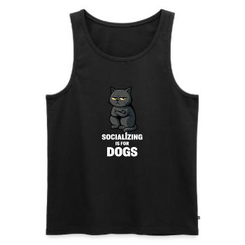 Sozialisierung ist für Hunde – unsoziale Katzenstimmung - Männer Premium Bio Tank Top - Schwarz - Vorne - AI Model Male 178 light (178cm)