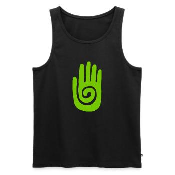 Schamane - Heilende Hand & Schutzsymbol - Grün - Männer Premium Bio Tank Top - Schwarz - Vorne - AI Model Male 178 light (178cm)