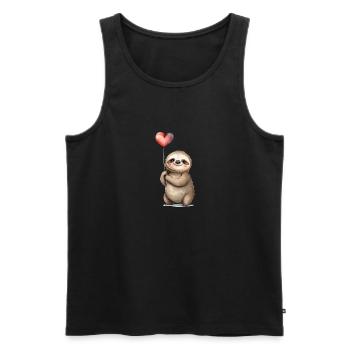Faultier Herz Aquarell - Männer Premium Bio Tank Top - Schwarz - Vorne - Michal (187cm)