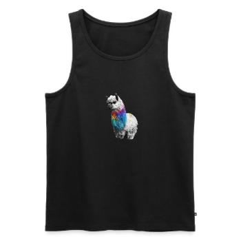 Alpaka Lama Realistisch Regenbogen - Männer Premium Bio Tank Top - Schwarz - Vorne - AI Model Male 178 light (178cm)