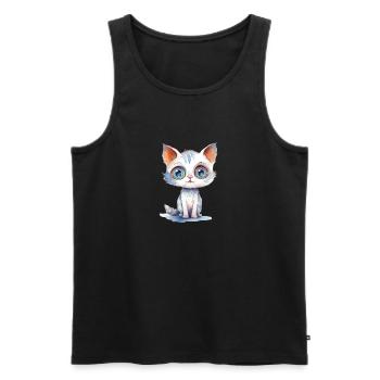 Katze Wasserfarben Zeichnung - Männer Premium Bio Tank Top - Schwarz - Vorne - Michal (187cm)