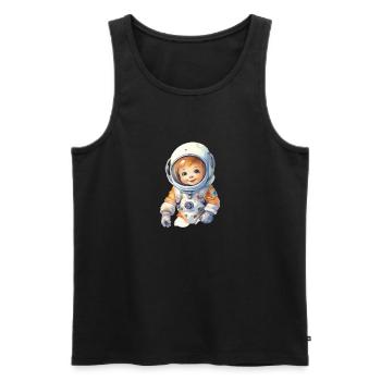 Dessin à l’aquarelle d’astronaute - Débardeur bio Premium Homme - noir - Devant - Michal (187cm)
