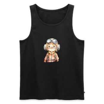Pilot Watercolor Drawing - Men's Premium Organic Tank Top - black - Front - Michal (187cm)