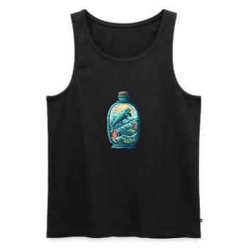 Ozean Flasche Zeichnung - Männer Premium Bio Tank Top - Schwarz - Vorne - Michal (187cm)