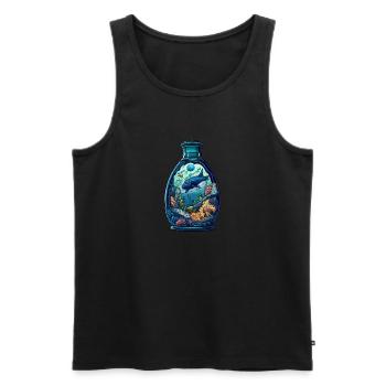 Ozean Flasche Zeichnung - Männer Premium Bio Tank Top - Schwarz - Vorne - Michal (187cm)
