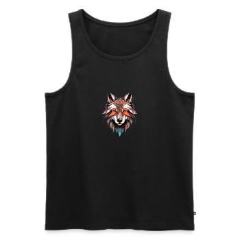 Wolf Neo Dessin de tatouage traditionnel - Débardeur bio Premium Homme - noir - Devant - Michal (187cm)