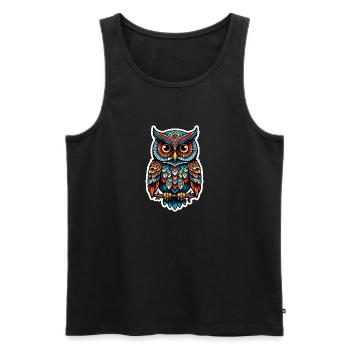 Eule Neo Traditional - Männer Premium Bio Tank Top - Schwarz - Vorne - Michal (187cm)