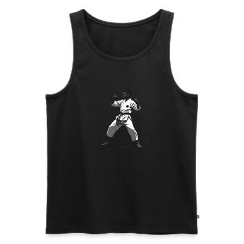Karaté Enfant Combattant - Arts Martiaux Sports Autocollant - Débardeur bio Premium Homme - noir - Devant - AI Model Male 178 light (178cm)