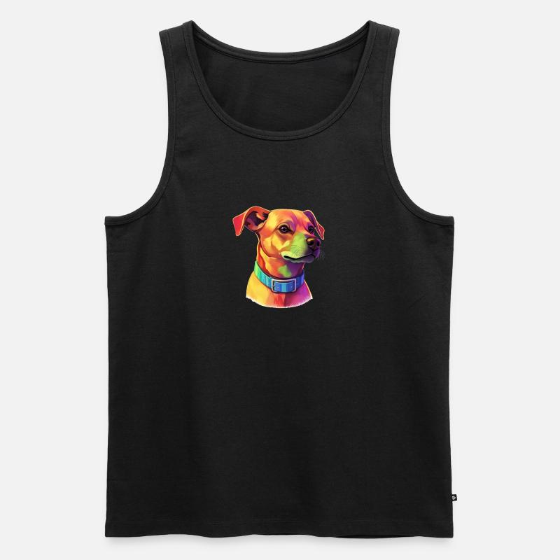 Farbiger Hund - Männer Premium Bio Tank Top - Schwarz